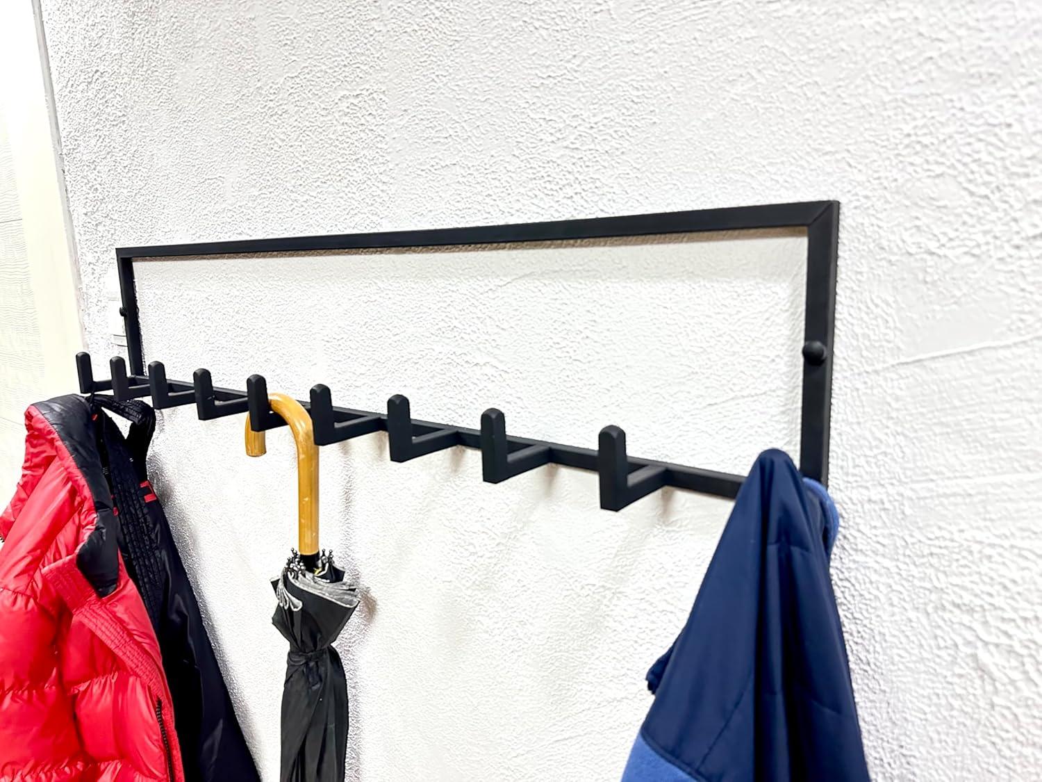 Metal Coat Rack Wall Mounted – Multi-Hook Hanging Rack for Coats, Bags & Hats – Easy Install, Rust-Resistant, Indoor & Outdoor Use (10 Hook)