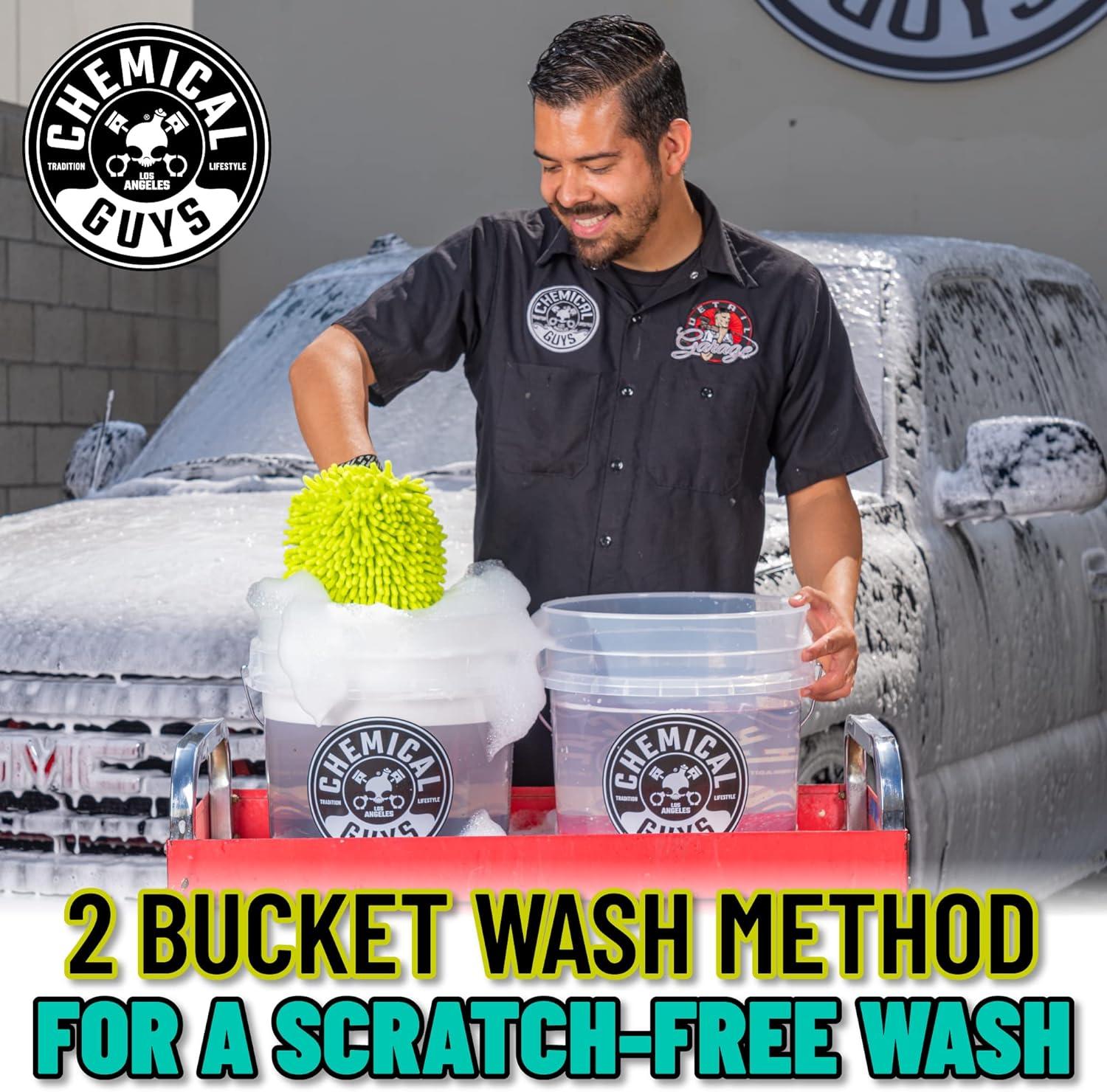 Chemical Guys HOL129 Best Two Car Wash Bucket Kit to Wash & Dry (11 Items Including 3 16 oz. Chemicals)