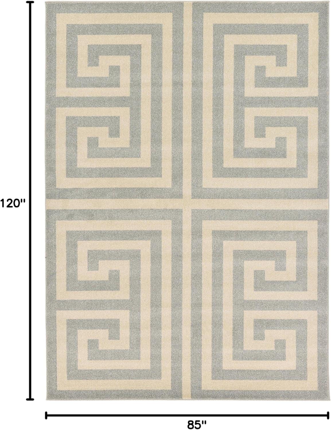 Hera Geometric Gray Synthetic 7'x10' Indoor Area Rug