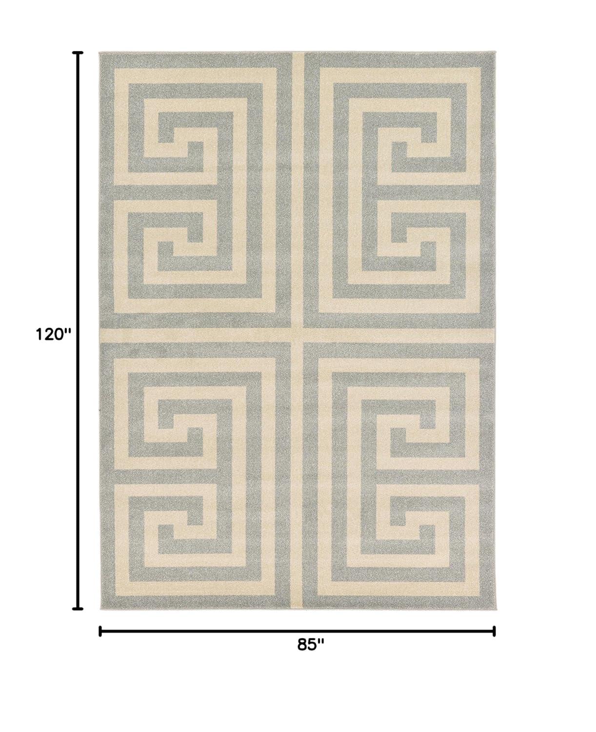 Unique Loom Athens Collection Area Rug - Greek Key (7' 1" x 10' Rectangle Gray/Beige)