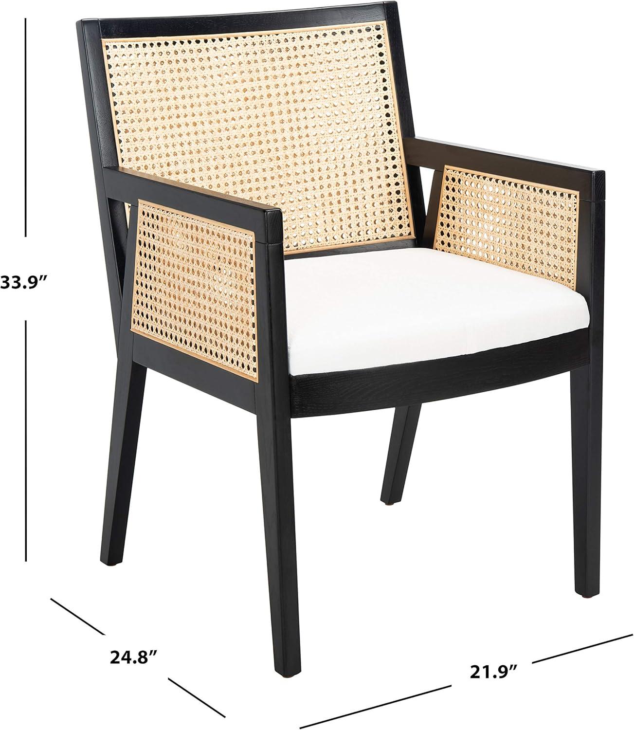 Malik Coastal Chic Black and Natural Rattan Arm Chair