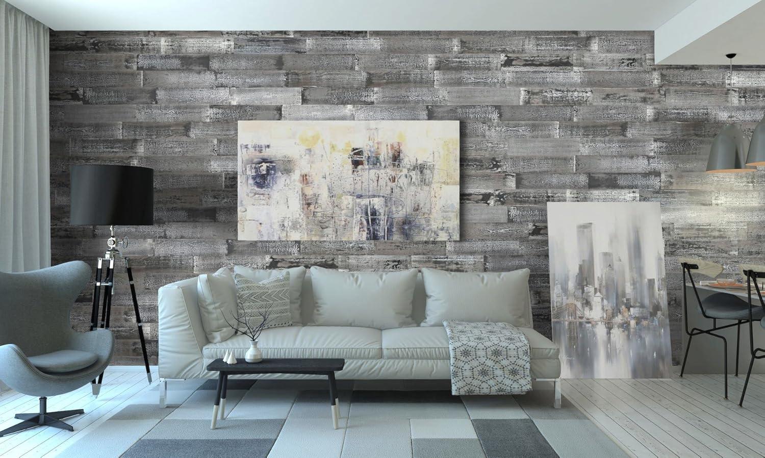 HomeRoots Thermo-Treated 1/4 x 5 in. x 4 ft. Barn Wood Wall Planks (10 sq. ft. 6-Pack)