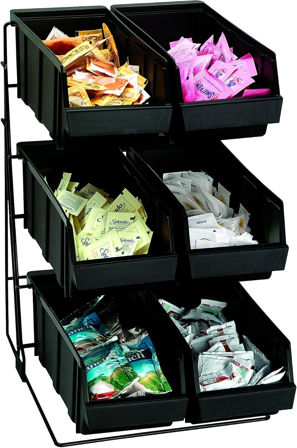 Black Wire 3-Tier Countertop Condiment Organizer with 6 Compartments