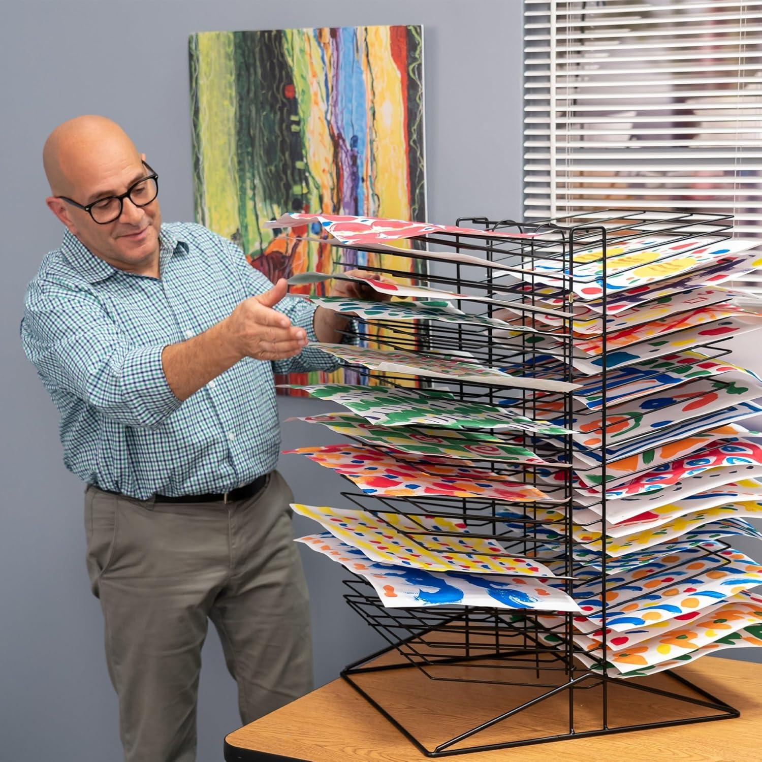 Sax All-Steel Double Sided Wire Drying Rack for Arts and Crafts and Storage, Black, 50 Shelves, 17-1/2 x 20 x 30-3/4 Inches