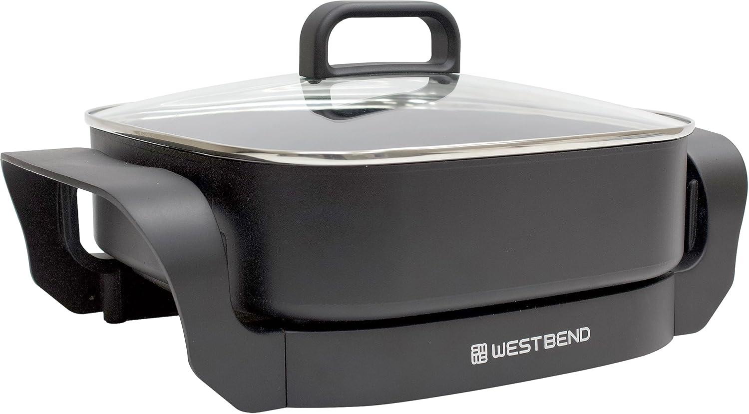 Black Diamond Shield Non-Stick Electric Skillet with Glass Lid