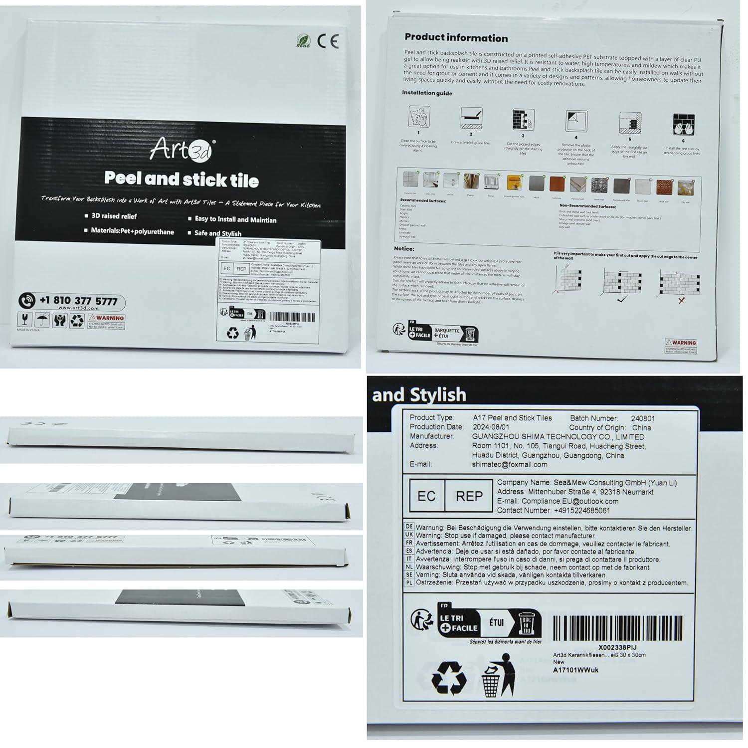 Art3d Peel and Stick Backsplash Tiles for Kitchen, 10-Sheet Stick on Wall Tiles for Kitchen Bathroom Laundry Room Back Splashes, 12 x 12 Inch, Brown Stone Design