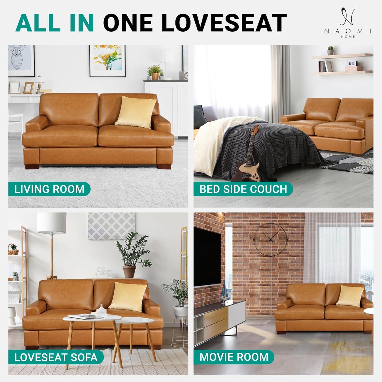Naomi Home Genuine Sofa Set-Color:Tan,Style:Loveseat