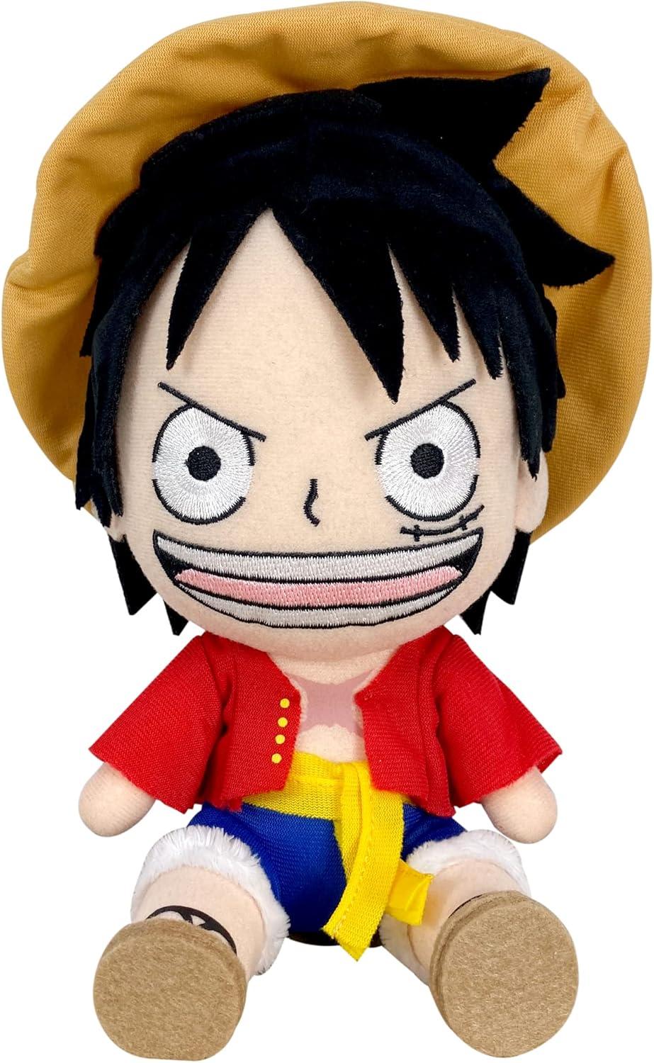 One Piece Luffy Sitting 7-Inch Plush with Straw Hat