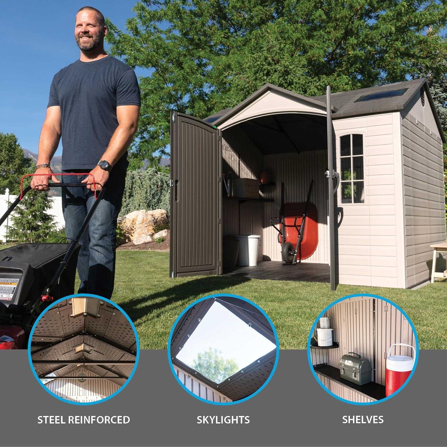 Lifetime Lifetime 10 Ft. x 8 Ft. High-Density Polyethylene (Plastic) Outdoor Storage Shed with Steel-Reinforced Construction
