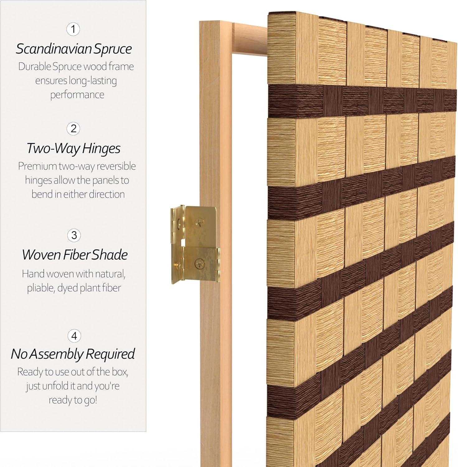 Oriental Furniture 6 ft. Tall Two Tone Natural Fiber Room Divider - 3 Panel