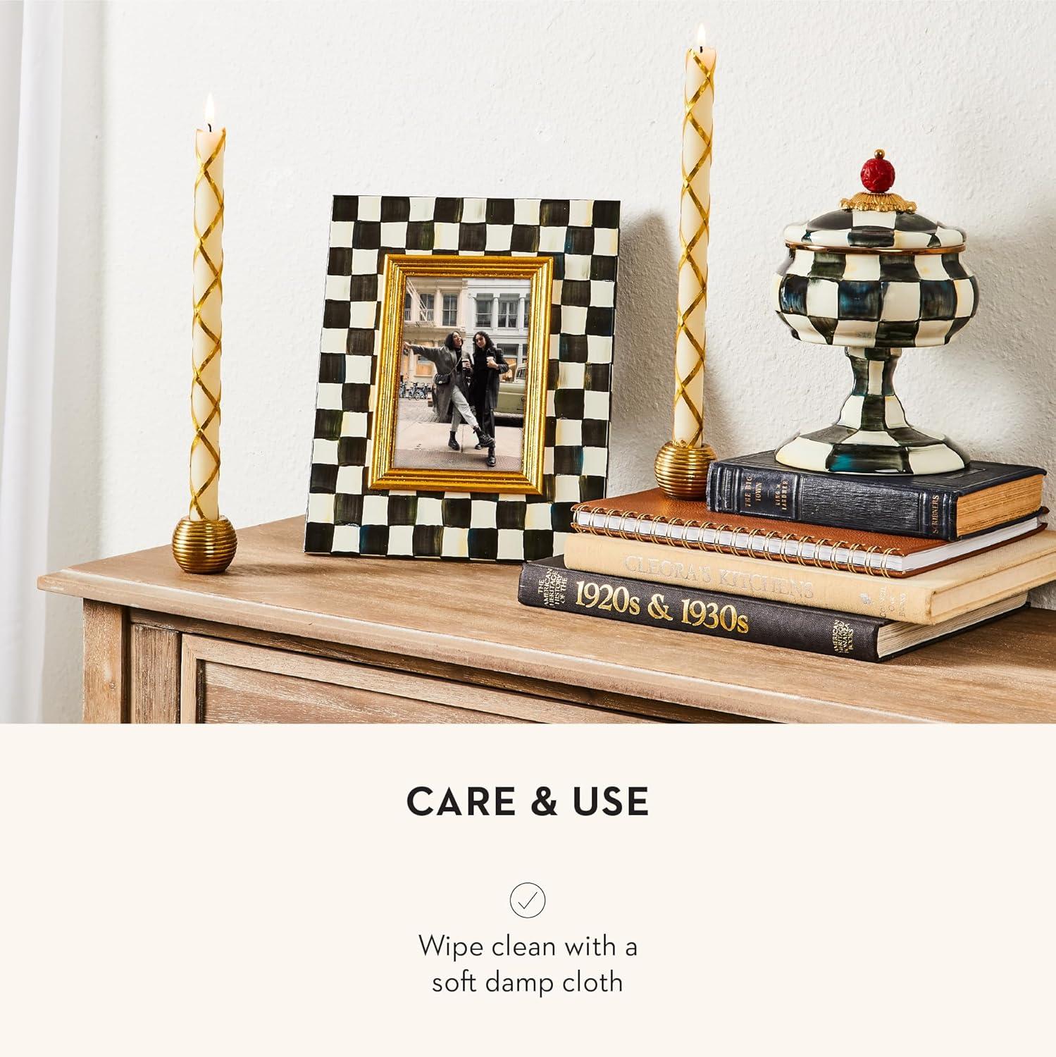 Classic Black and Gold 5x7 Checkered Enamel Photo Frame