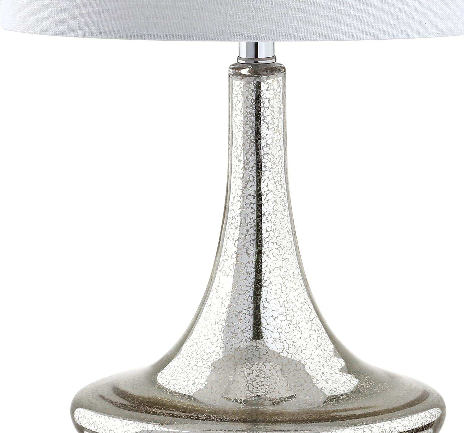 JONATHAN Y JYL1081A-SET2 Cecile 25.5" Glass Teardrop LED Table Lamp, Contemporary, Transitional for living room, dinning room, bedroom, office Bulb Included, Mercury Silver/Chrome (Set of 2)