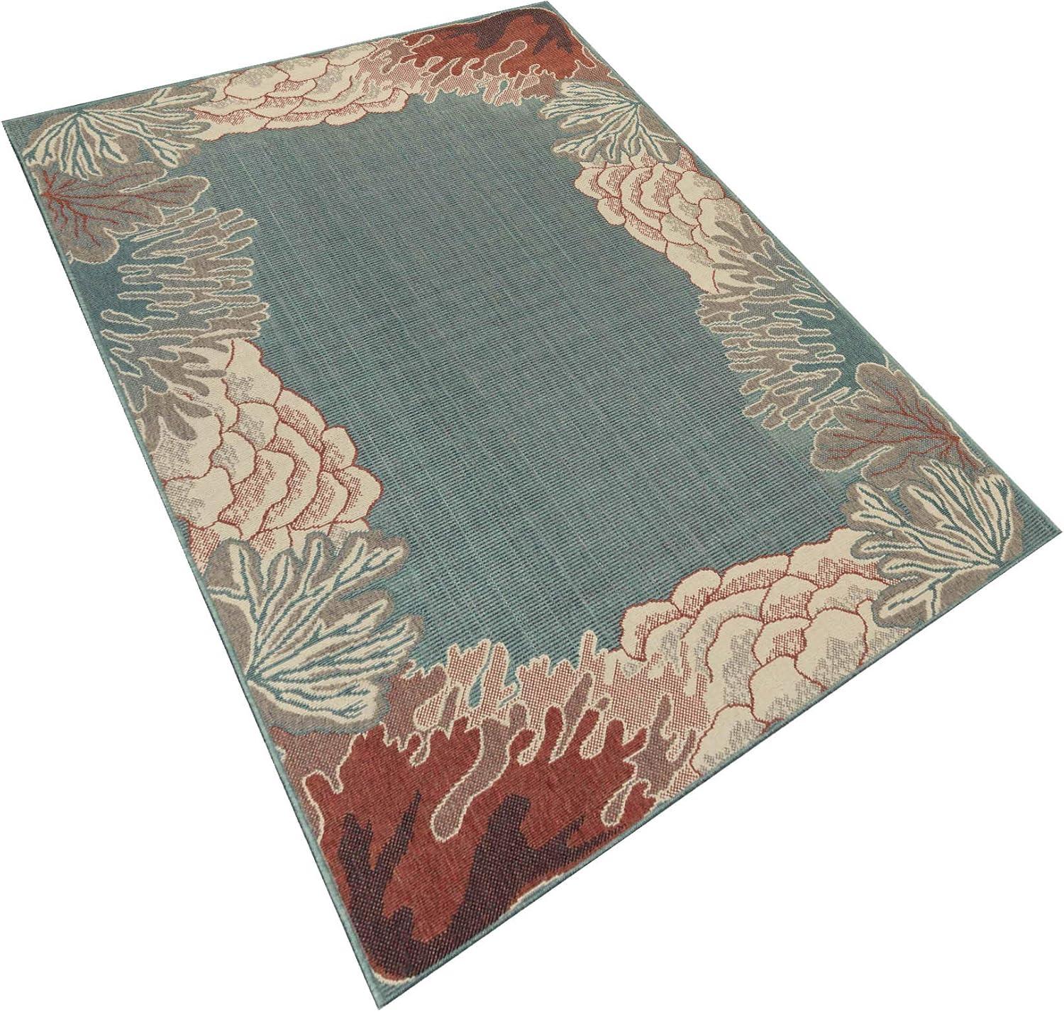 Coastal Breeze Blue Coral Reef Indoor/Outdoor Rug