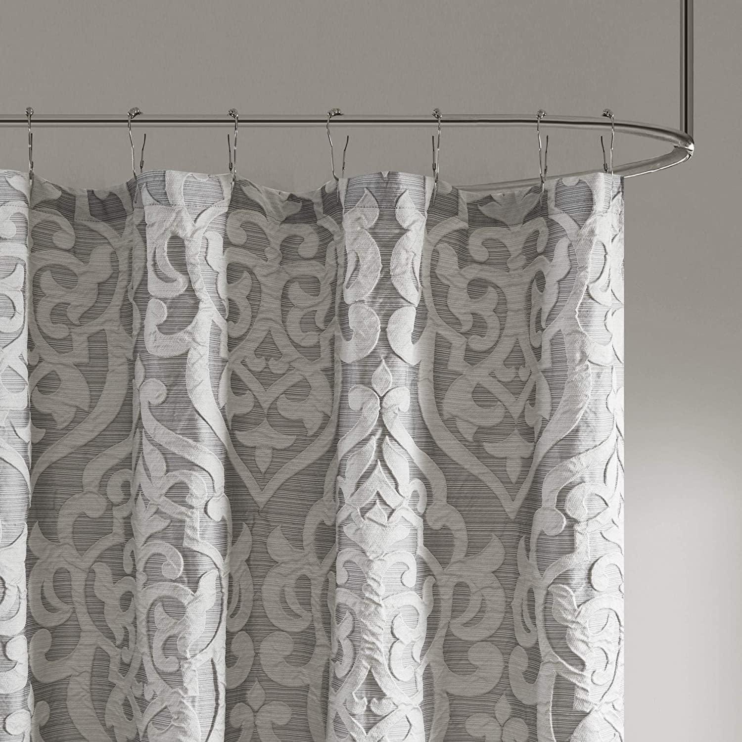 72"x72" Silver Damask Jacquard Shower Curtain