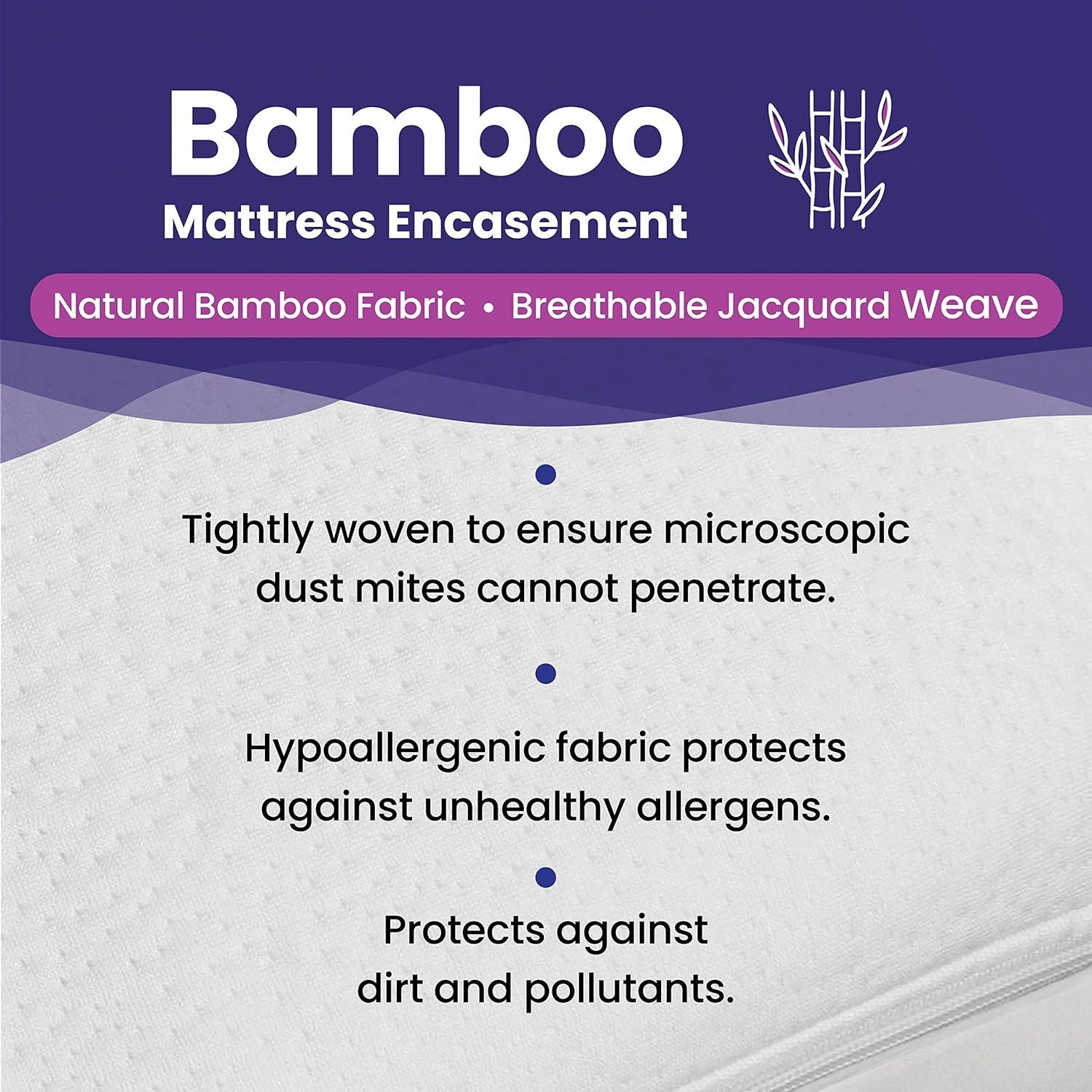 Twin XL Size Waterproof Bamboo Mattress Encasement by Slumberfy, Premium Skin-Safe Mattress Protector with 360° EZ Zipper, Lab-Tested Bed Bug Mattress Cover, Zippered Mattress Encasement – 39x80 in.
