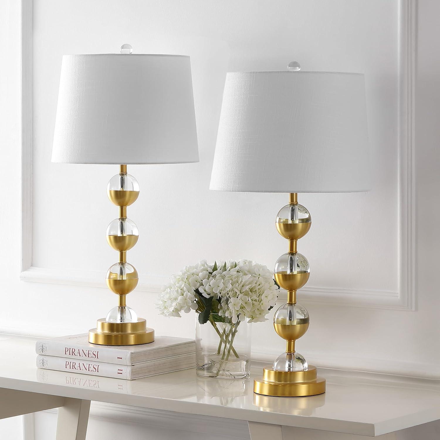 Avery 27.5" Crystal LED Table Lamp, Clear/Brass Gold (Set of 2)