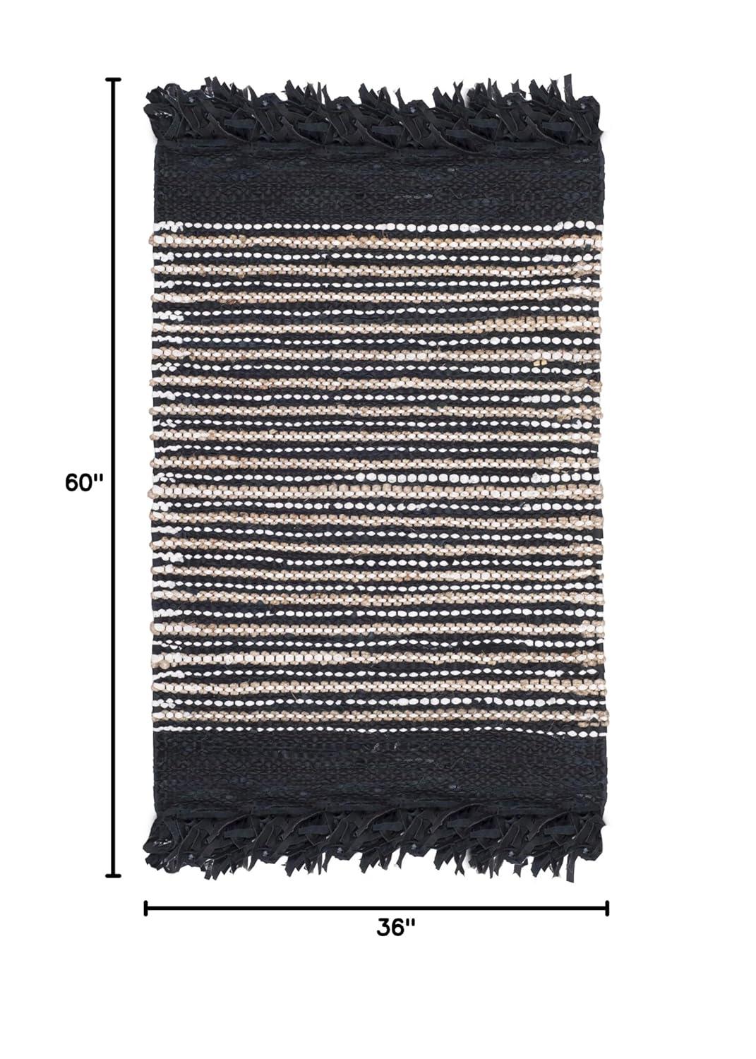 Vintage Leather VTL373 Hand Woven Accent Rug - Black/Multi - 3'x5' - Safavieh.