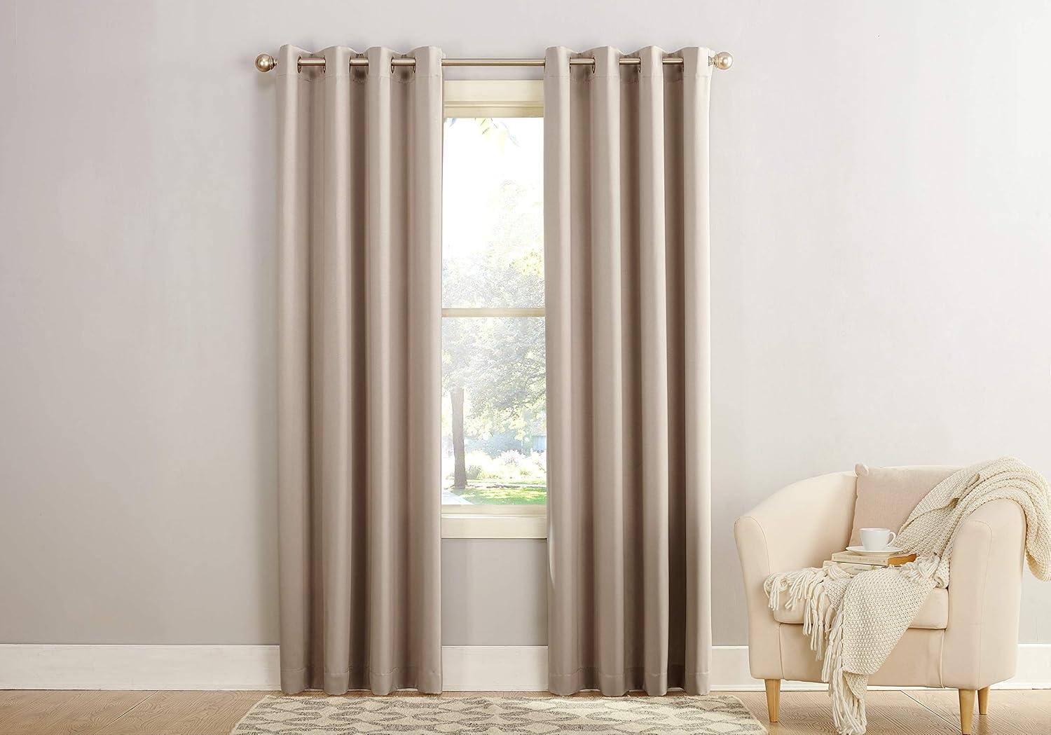 Sun Zero Madison Room-Darkening Grommet Curtain Panel, 54"X108", Stone