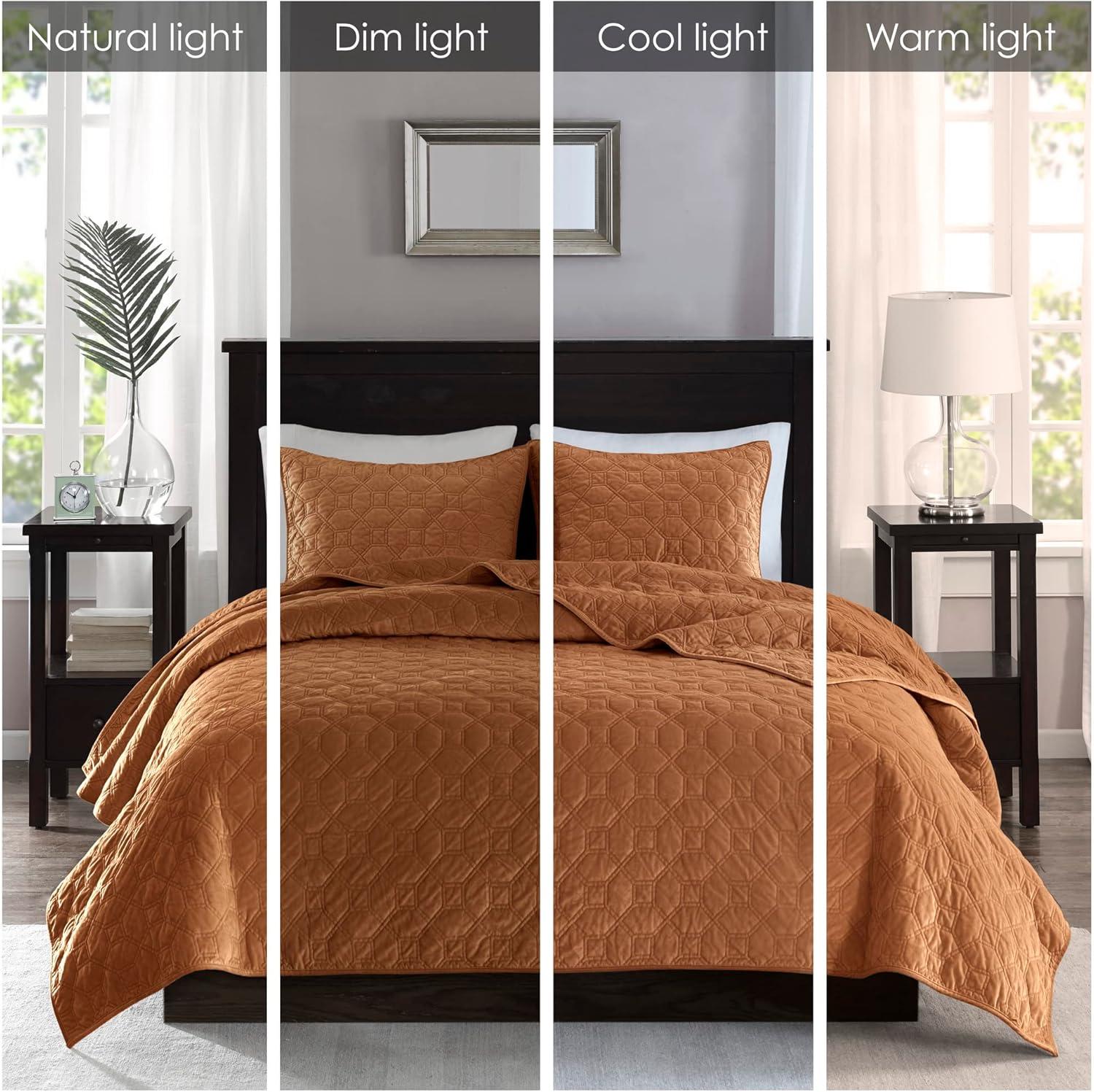 Madison Park Harper 3 Piece Velvet Quilt Set