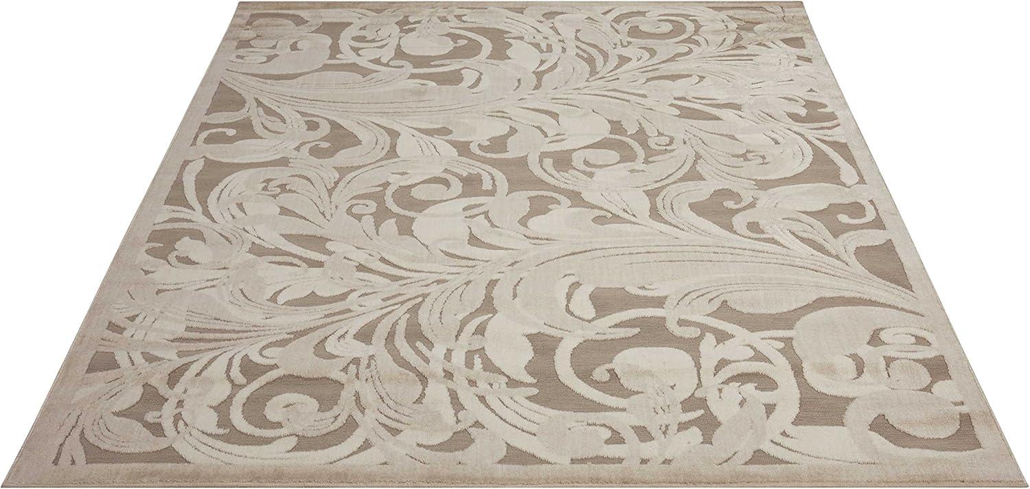 Nourison Graphic Illusions Floral Grey/Camel 2'3" x 3'9" Area Rug, (2x4)