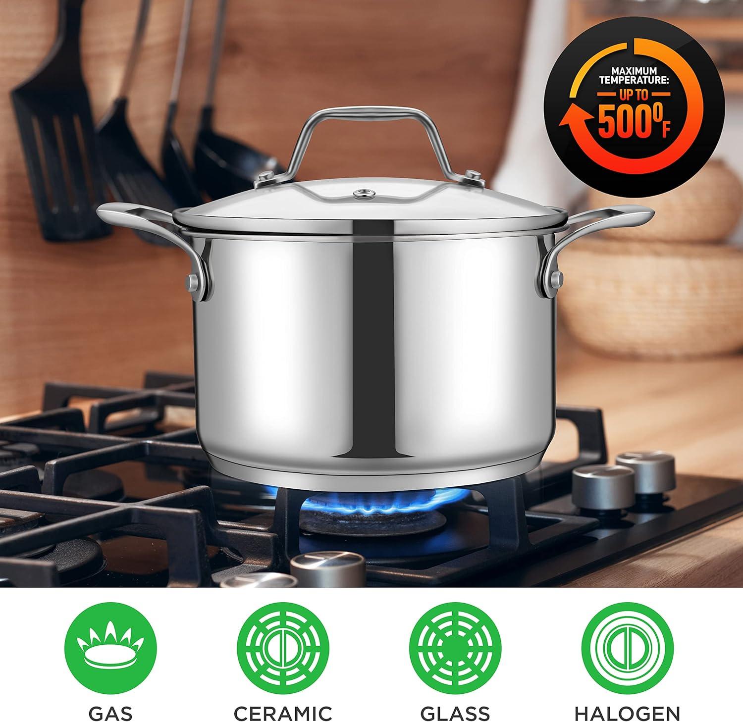 NutriChef 3 Quarts Stainless Steel Stock Pot