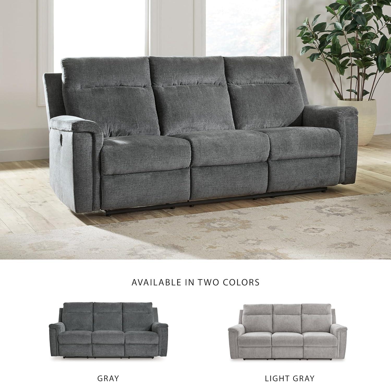 Gray Fabric Power Reclining Sectional Sofa