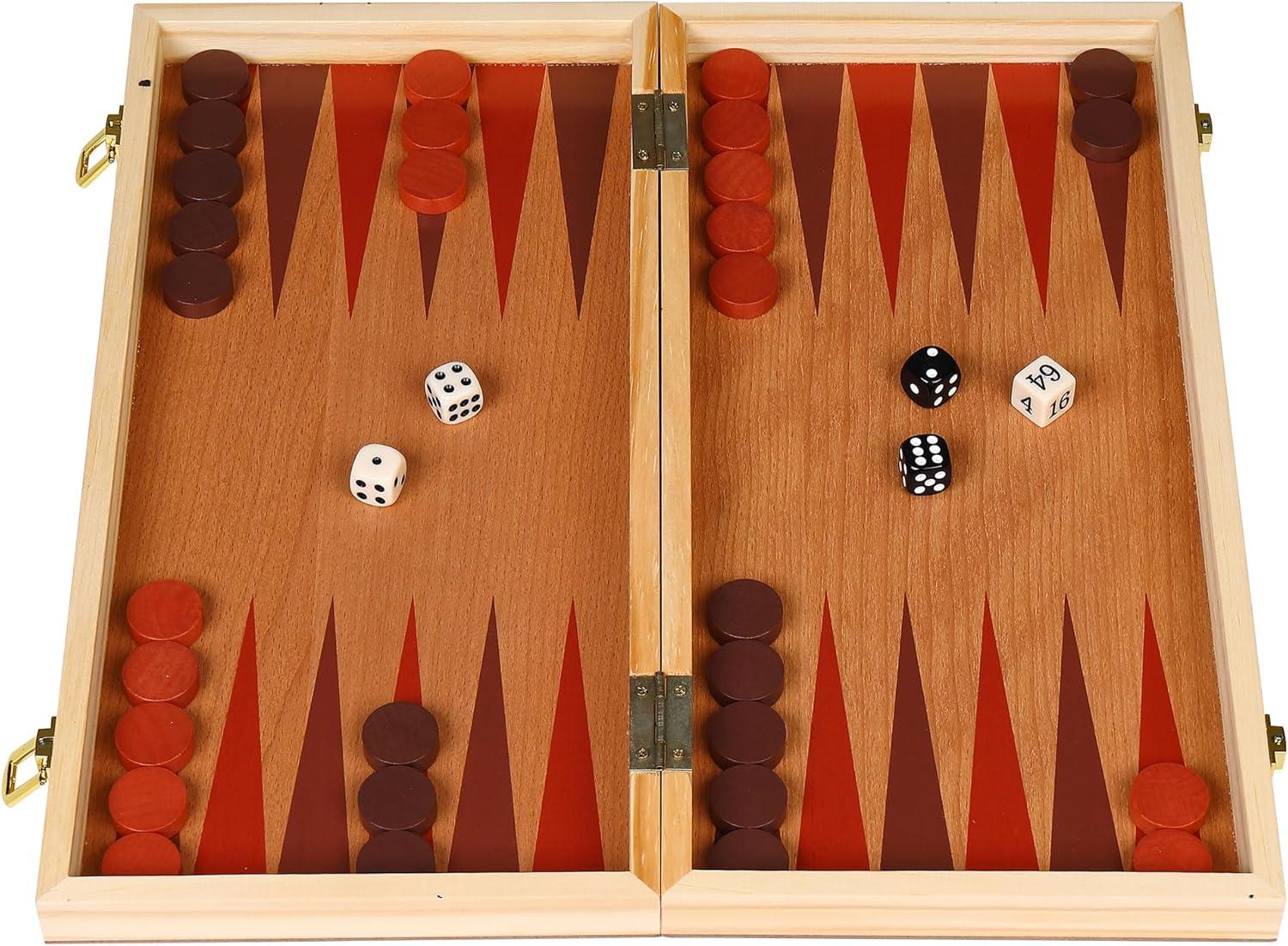 Sterling Games 3 in 1 - Chess, Checkers, and Backgammon Set Board Game