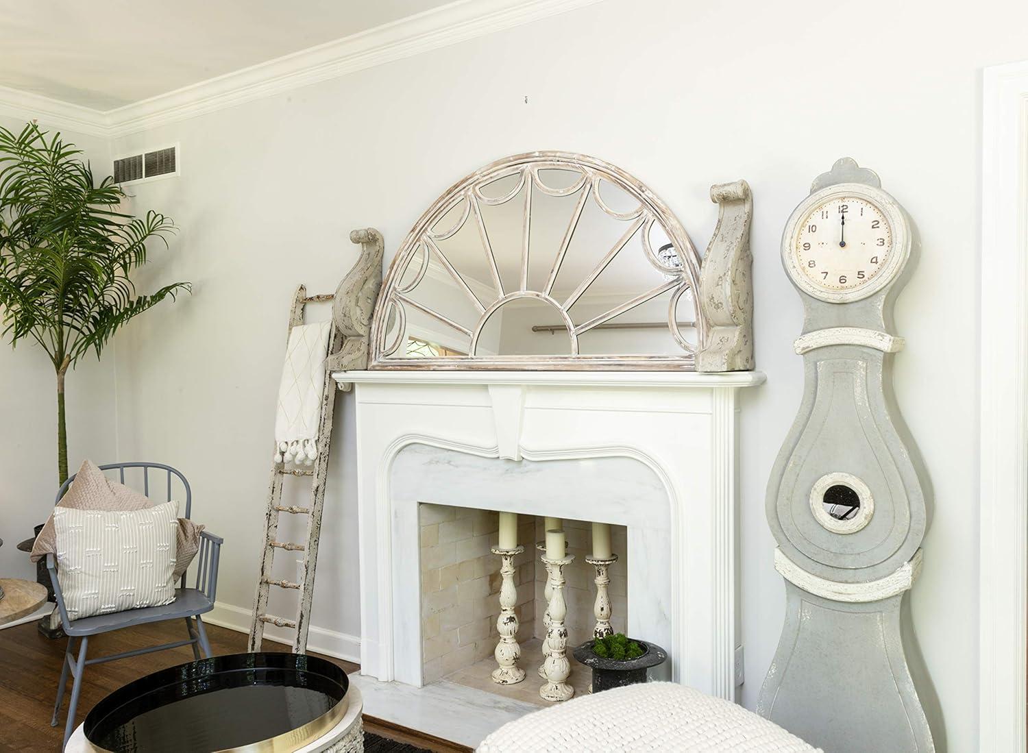 Distressed Gray Wood Grandfather Style Wall Clock