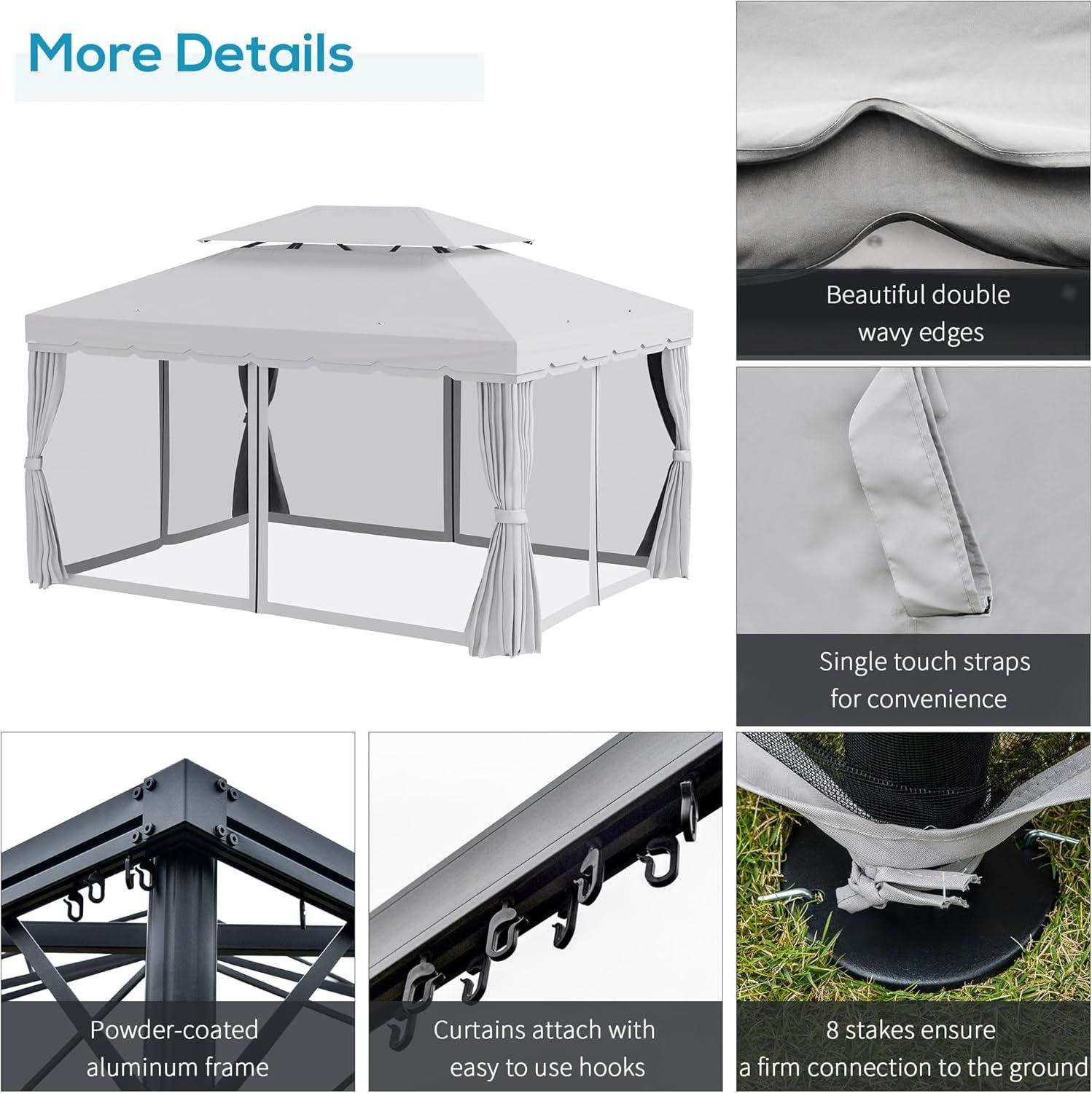 Outsunny 10' x 13' Canopy Shelter Gazebo, Lightweight