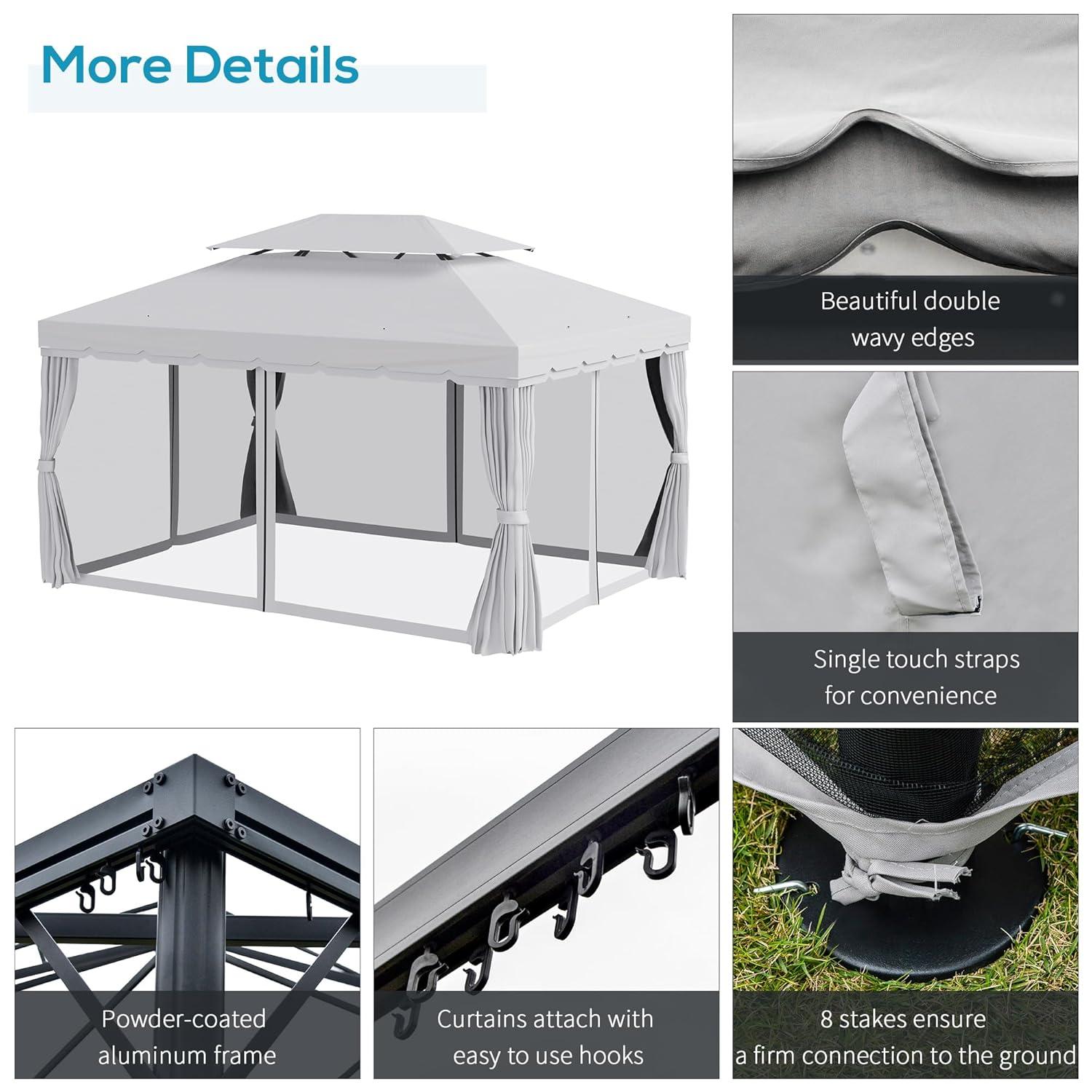 Outsunny 10' x 13' Canopy Shelter Gazebo, Lightweight