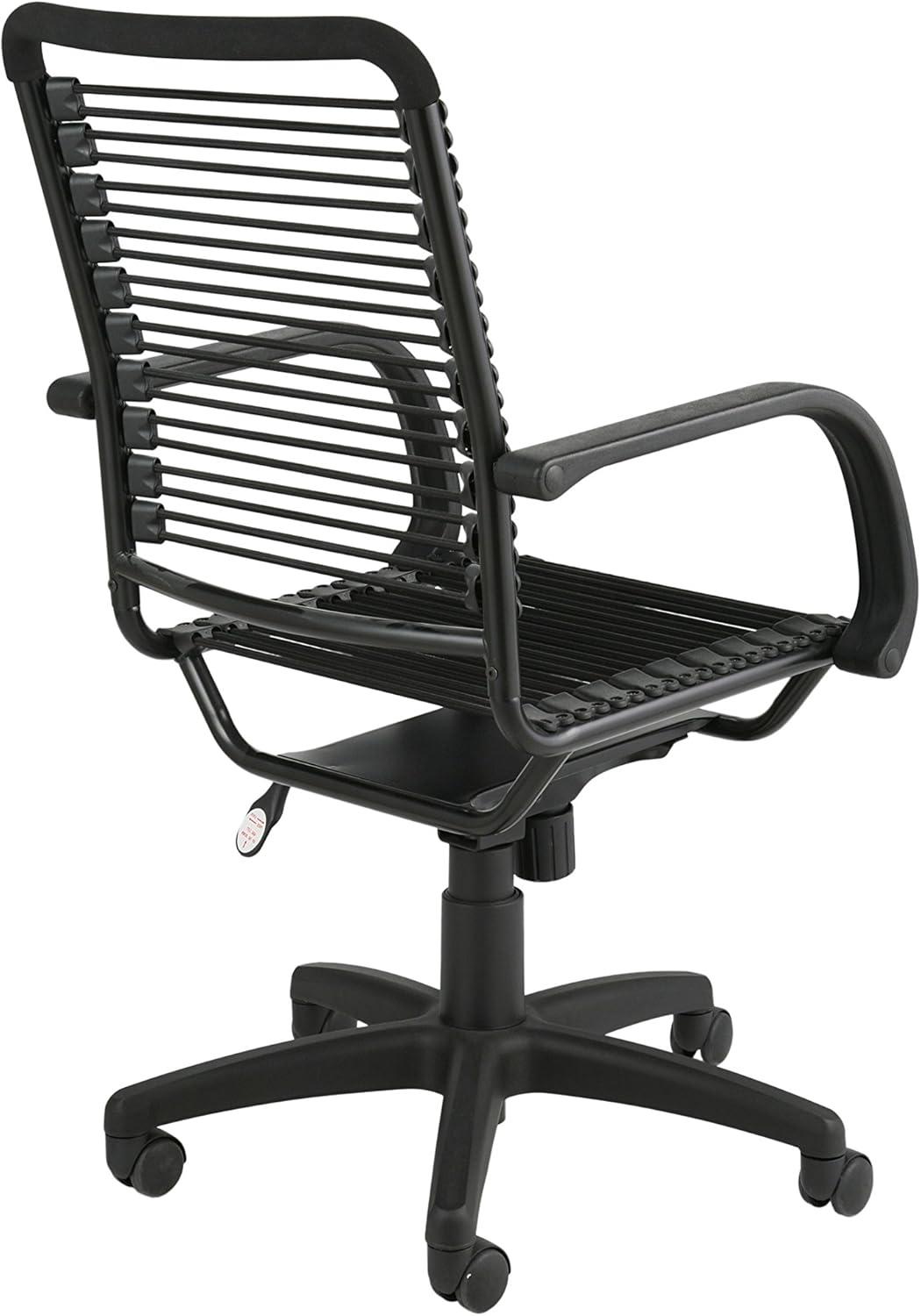 Graphite Black Metal Swivel Bungee Office Chair with High Back