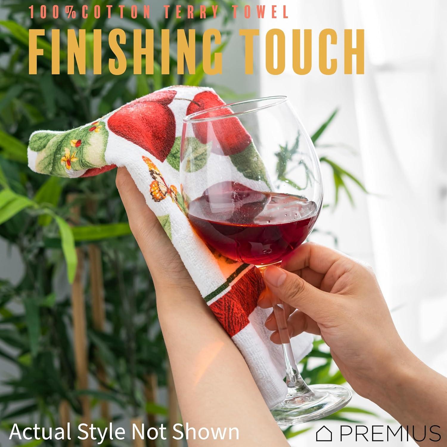 Premius PREMIUS 3 Piece Printed Kitchen Linen Set, Coffee Time, 1 Cotton Towel, 1 Pot Holder, 1 Oven Mitt