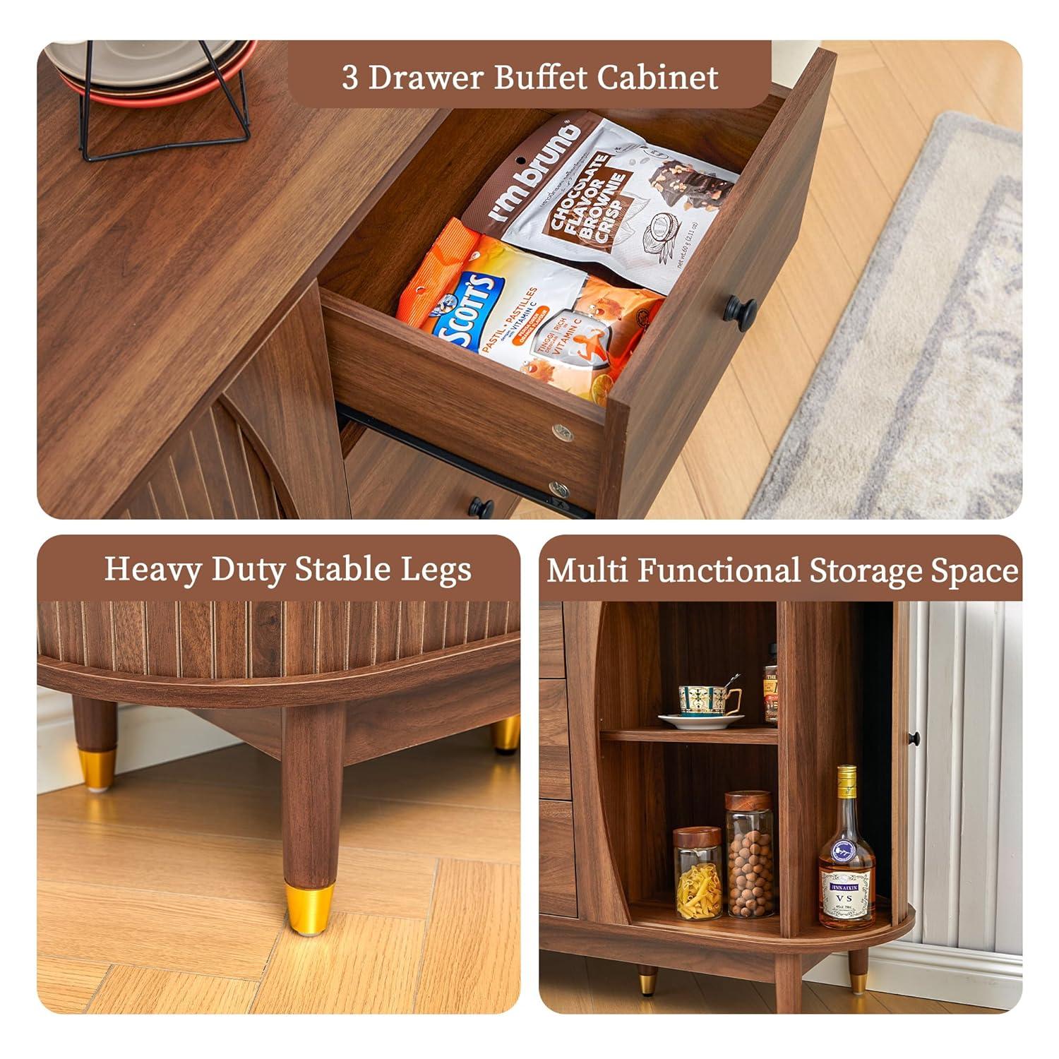 George Oliver Evana 55"Sideboard with 3 Drawer