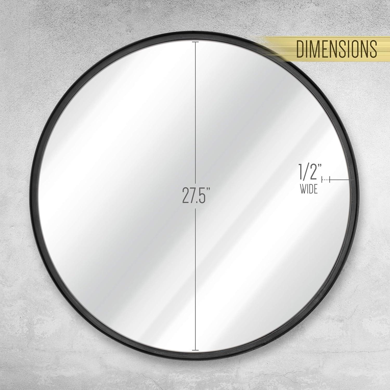 HBCY Creations Black Circle Wall Mirror 30 Inch Black Round Wall Mirror for Entryways, Washrooms, Living Rooms