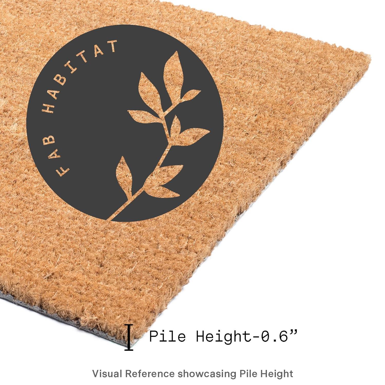 FH Home Non Slip Doormat - Durable, Thin - Natural Coir & Rubber - Entryway, Front Door, Porch, Patio - Summertime Palm Leaf Black/Natural (18" x 30" Non-Slip)