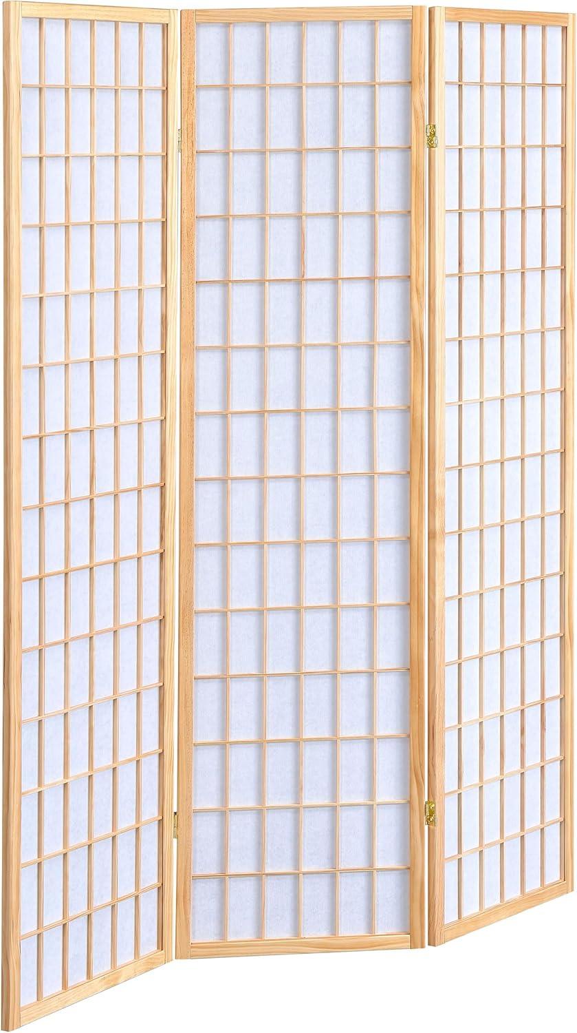 Gold and White 3-Panel Shoji Folding Room Divider