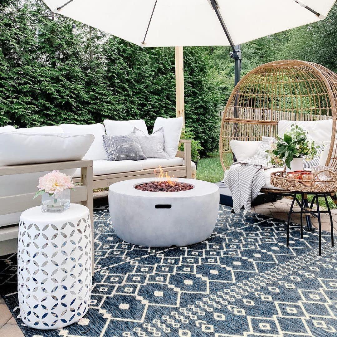 Marshanna Nord Trellis Blue Indoor/Outdoor Flat-Weave Area Rug