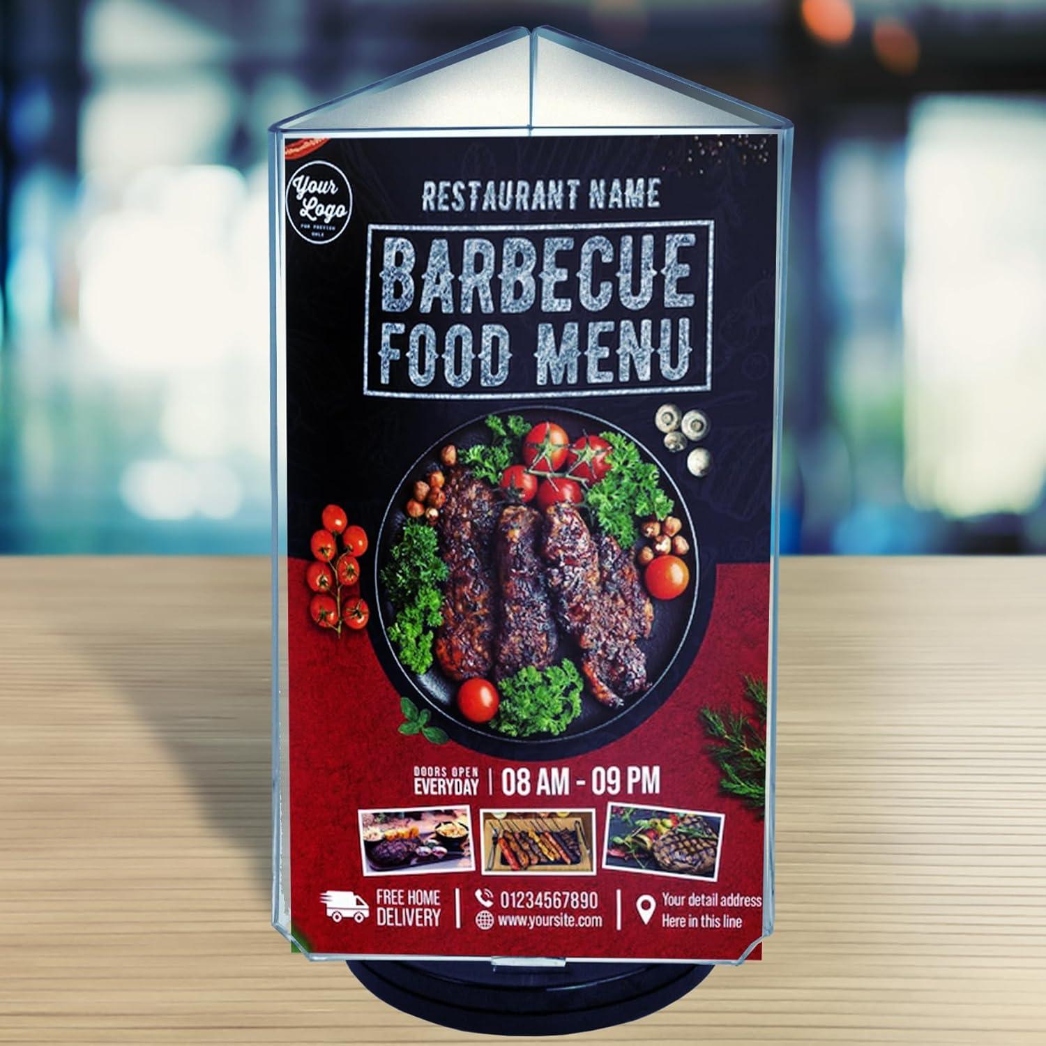 Azar Displays 5.5"W x 8.5"H Three-Sided Revolving Sign and Menu Holder