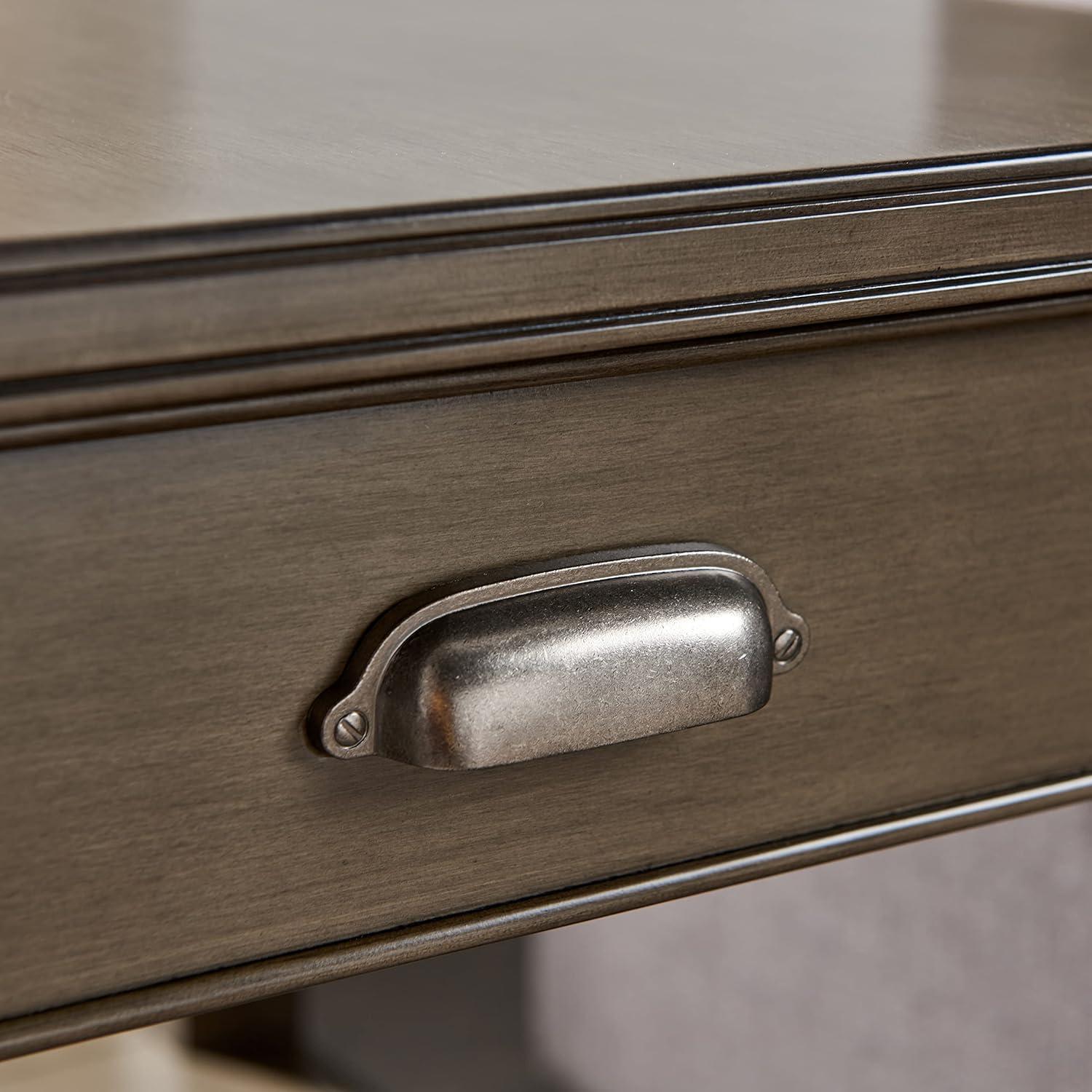 Leick Home 10507-GR Laurent End Table with Drawer and Display Shelf, Gray