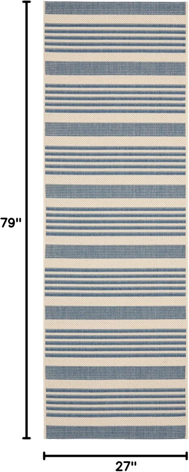 Courtyard CY6062 Power Loomed Indoor/Outdoor Runner Rug - Beige/Blue - 2'3"x6'7" - Safavieh.