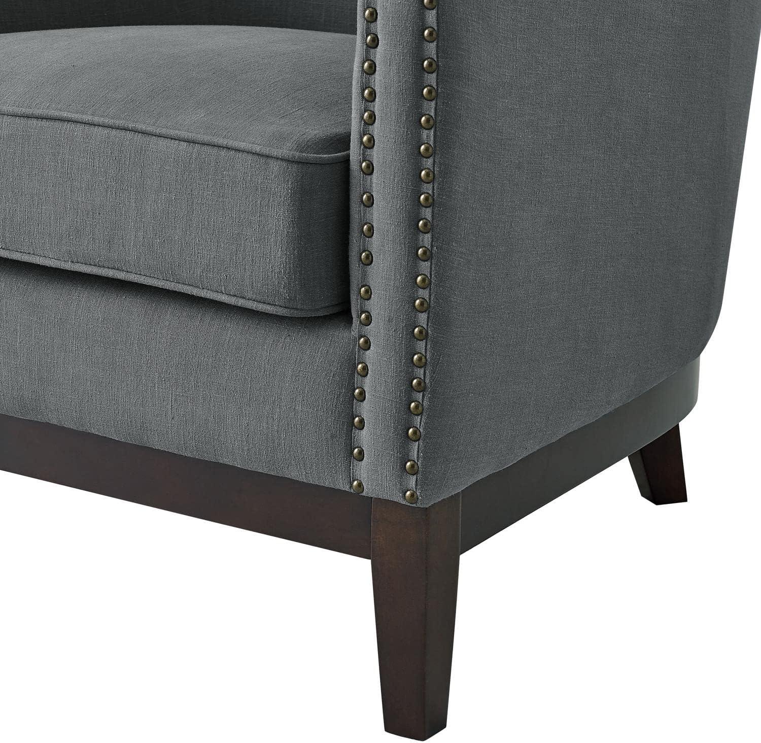 Steve Silver Roswell Gray Linen Accent Chair with Nailhead Trim