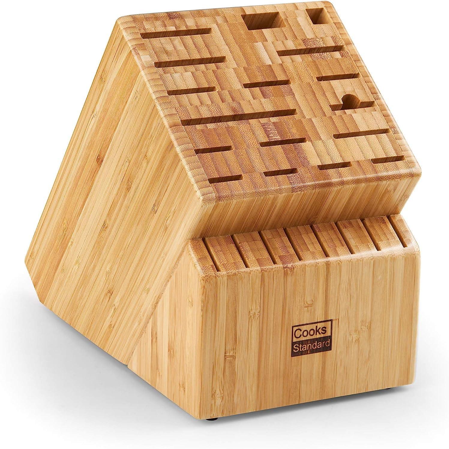 Cooks Standard 25-Slot Bamboo Knife Block with Non-Skid Feet