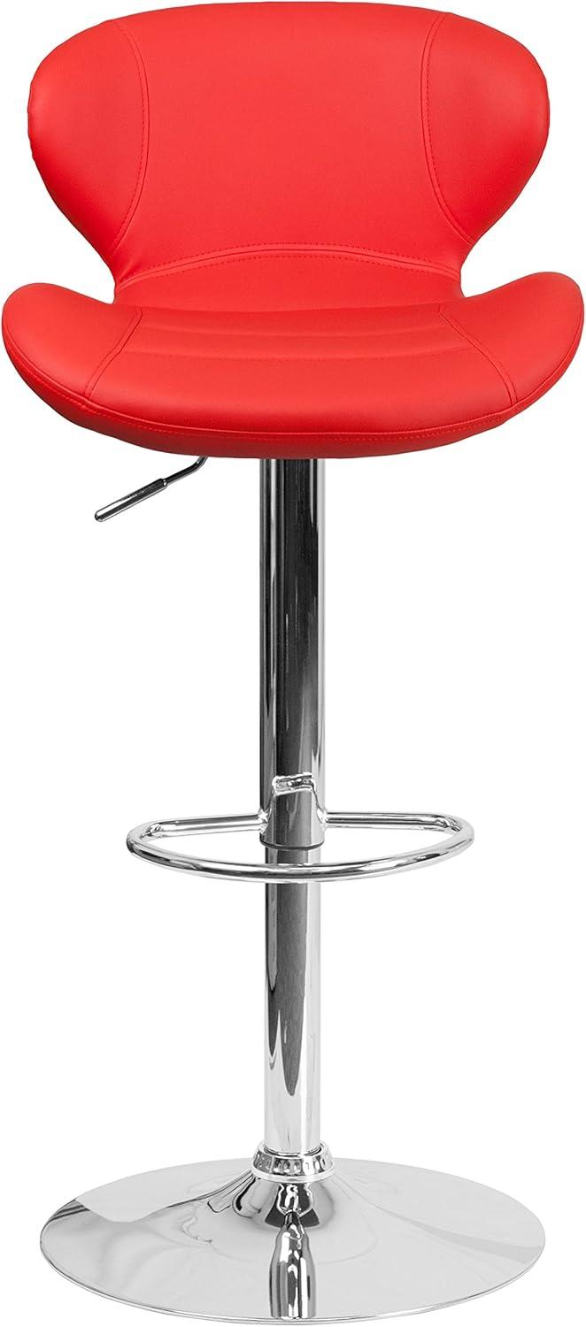 Flash Furniture Contemporary Adjustable Height Barstool with Curved Back and Chrome Base