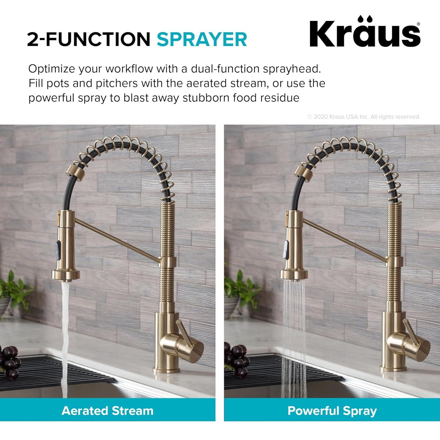 KRAUS Bolden Commercial Style 2-Function Single Handle Pull Down Kitchen Faucet with Soap Dispenser