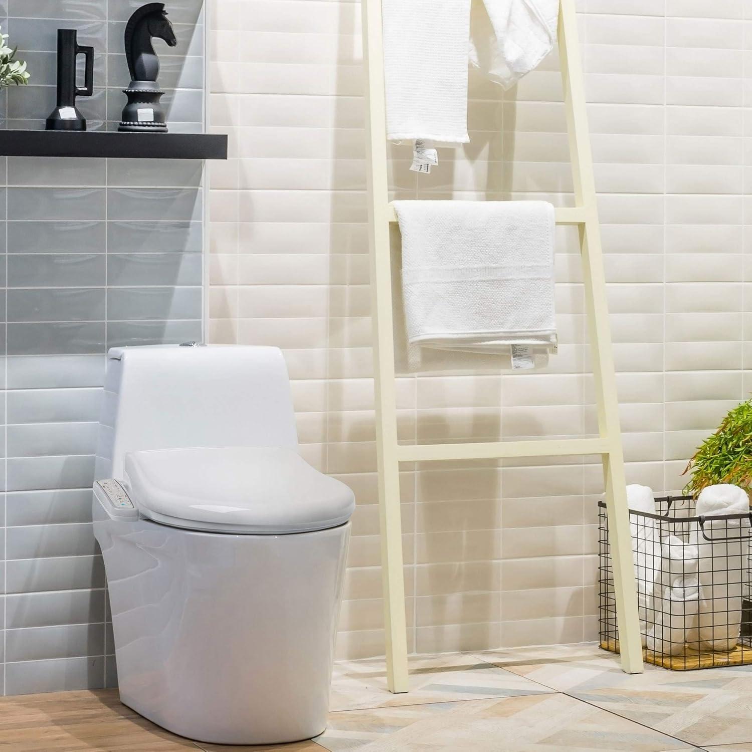 Ivyel GL-3 Smart Electric Bidet for Toilet Seat,Fits Round Toilets,Stainless Steel Self Cleaning Nozzle,Heated bidet Toilet Seat with Warm Water,Air Dryer,Intensive Wash