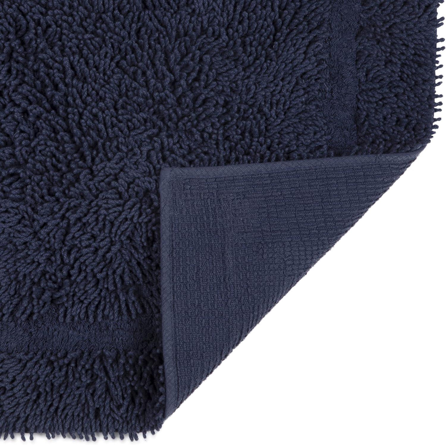 Martex 100% Cotton Bath Rug - Quick Dry - Ultra Soft & Extra Absorbent Non-Slip Bath Rug (Navy)