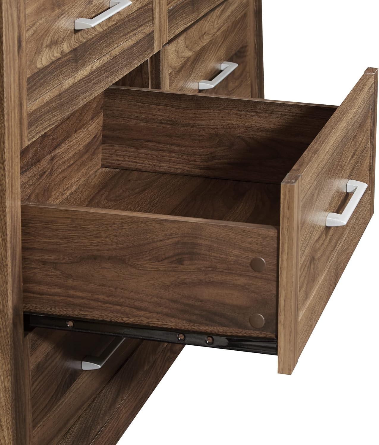 Stonebrook 6-Drawer Horizontal Dresser in Wood Classic Walnut Finish