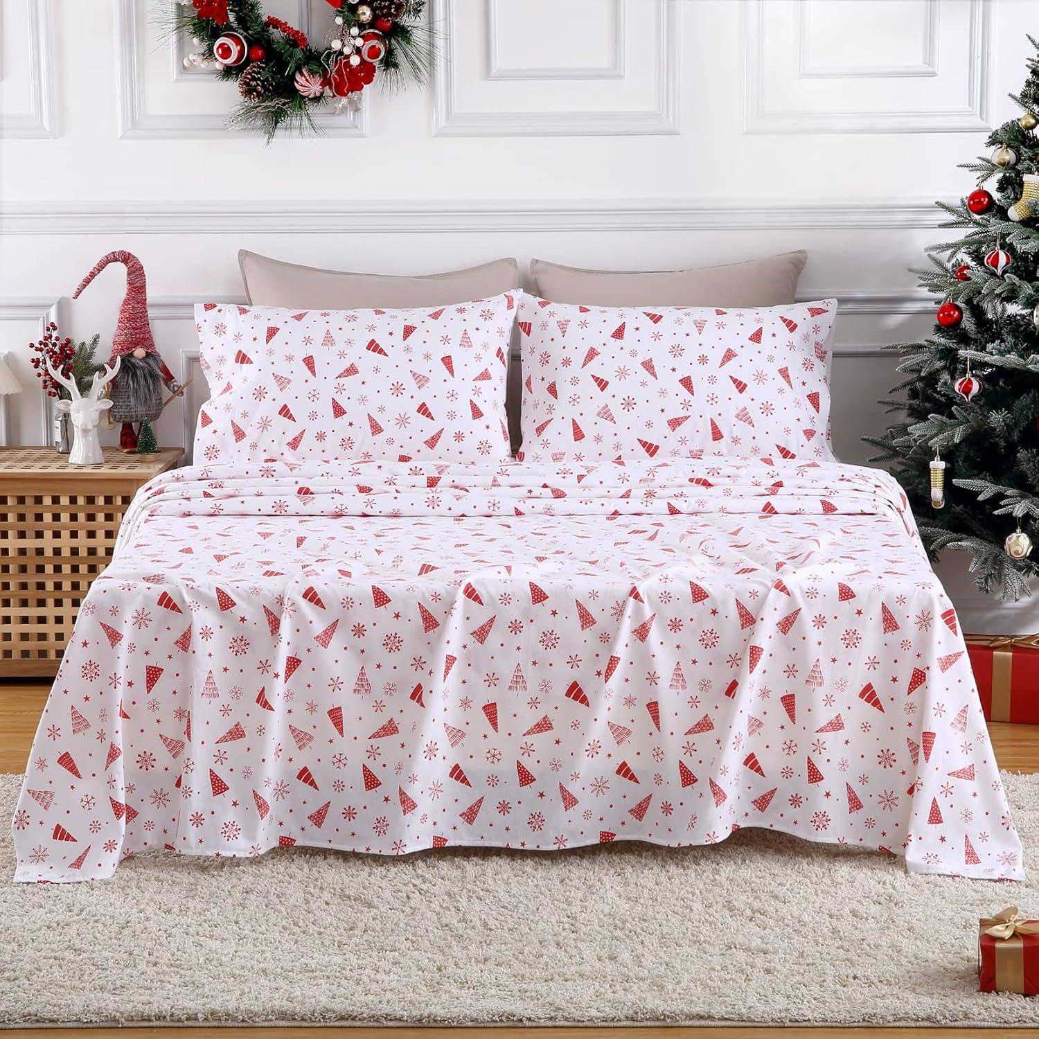 Christmas Printed Cotton Flannel Sheet Set