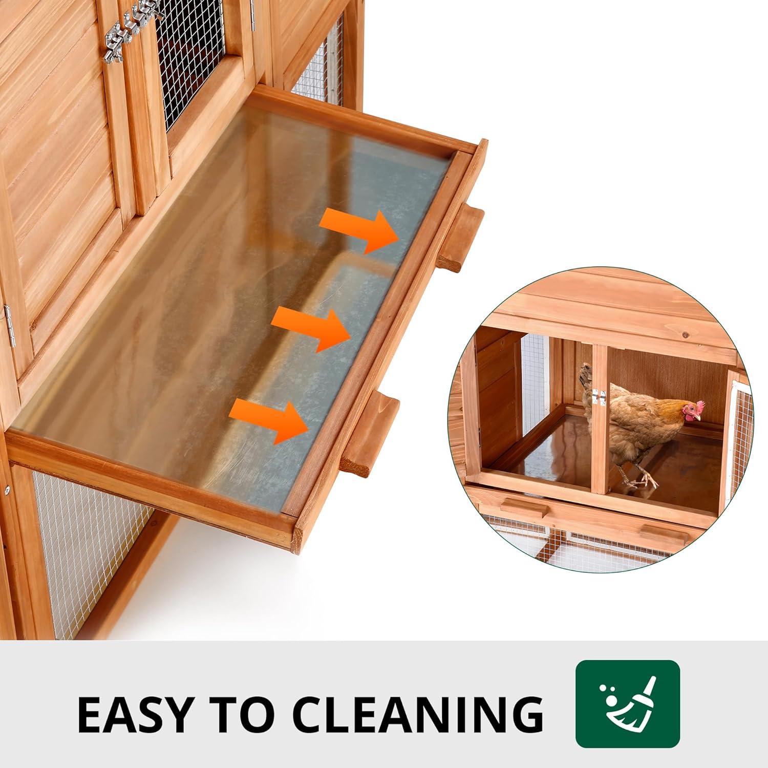 Outdoor Large Chicken Coop,Hen Run House Chicken Coops for 4-6 Chickens with Ventilation Door,Removable Tray and Ramp Garden