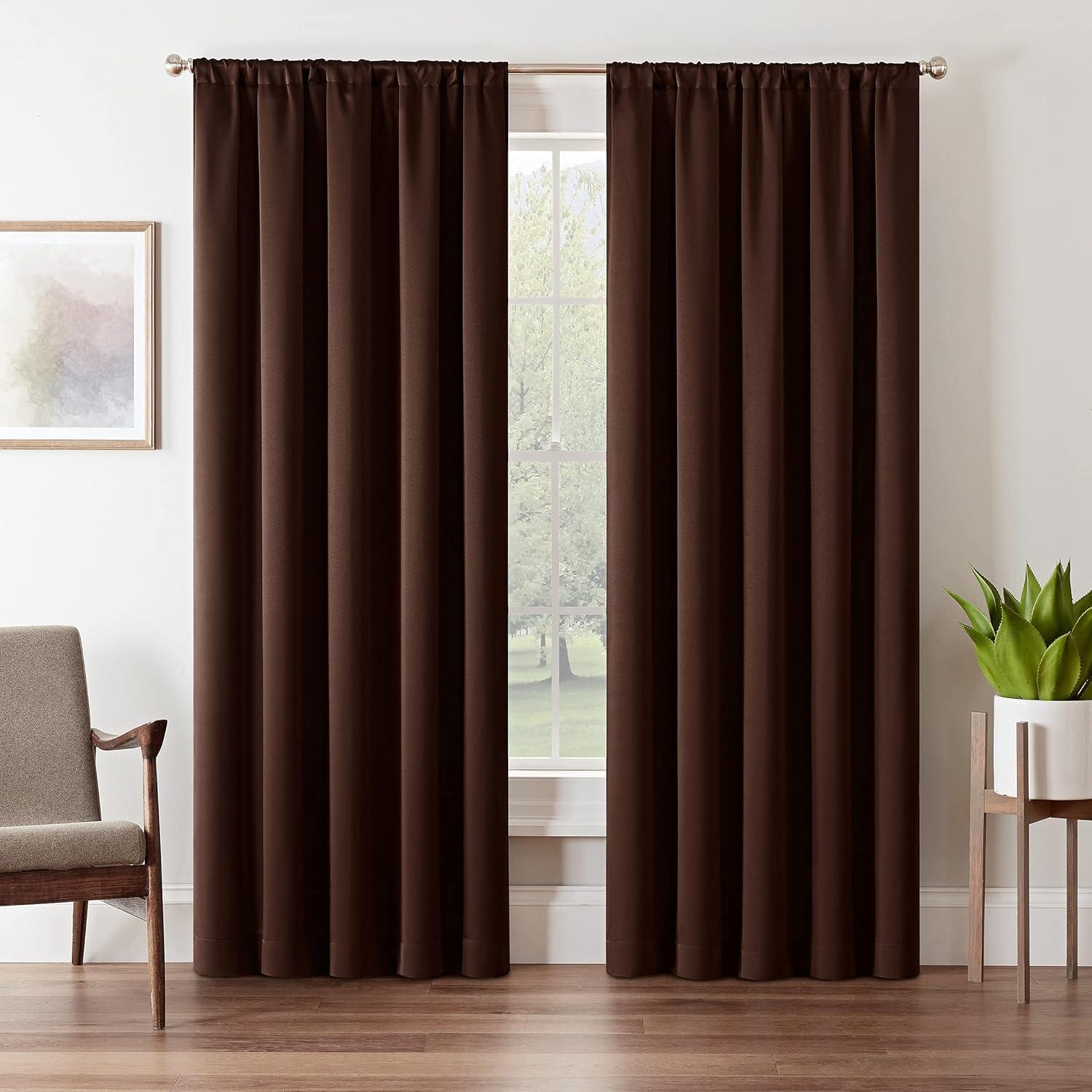 Eclipse Tricia Solid Curtain Panel, Room Darkening Rod Pocket Curtain Thermapanel (1 Panel)